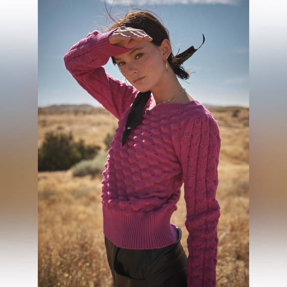 37 Chic Soft Two Tone Textured Sweater Top - Picture 5 of 7